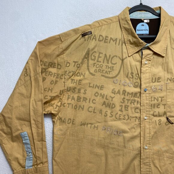 VINTAGE Akademiks Shirt Mens 3XL Tan All Over Print Hip Hop Rap Y2K - Picture 9 of 16